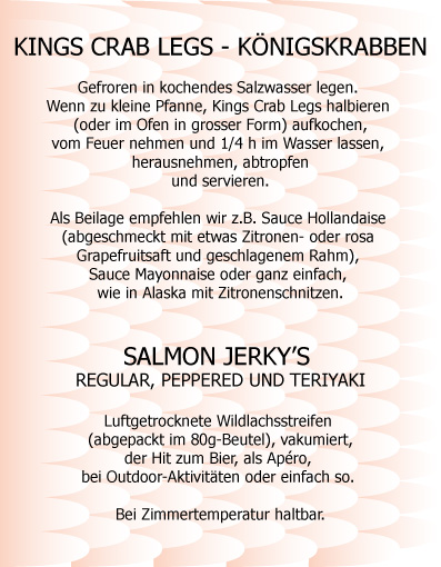 Kings Crab Legs und Jerkys